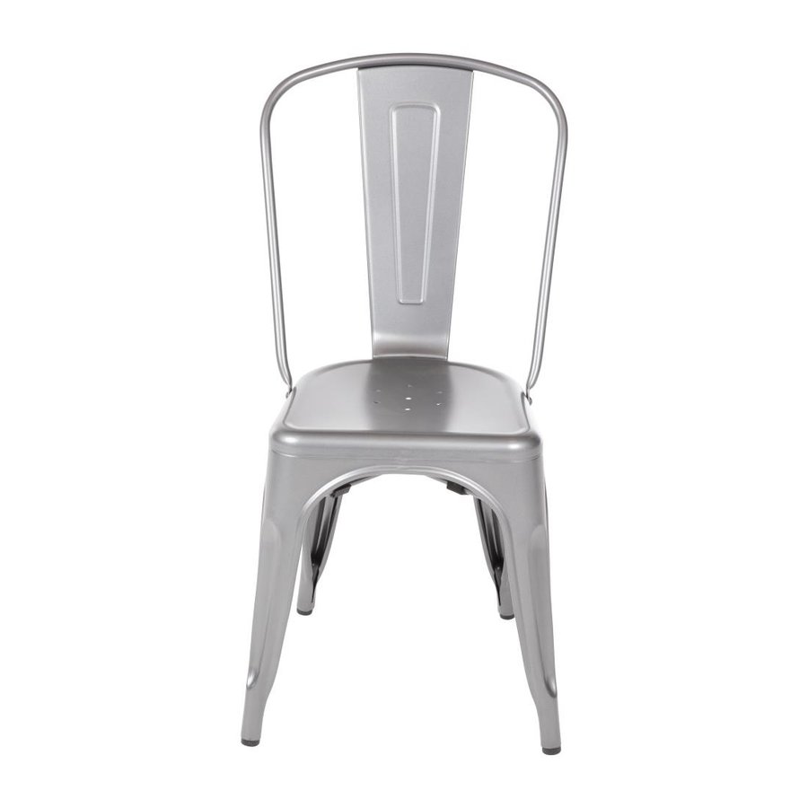 Chaises bistro en acier gris métallisé 850(H)x425(L)x510(P) mm Lot de 4