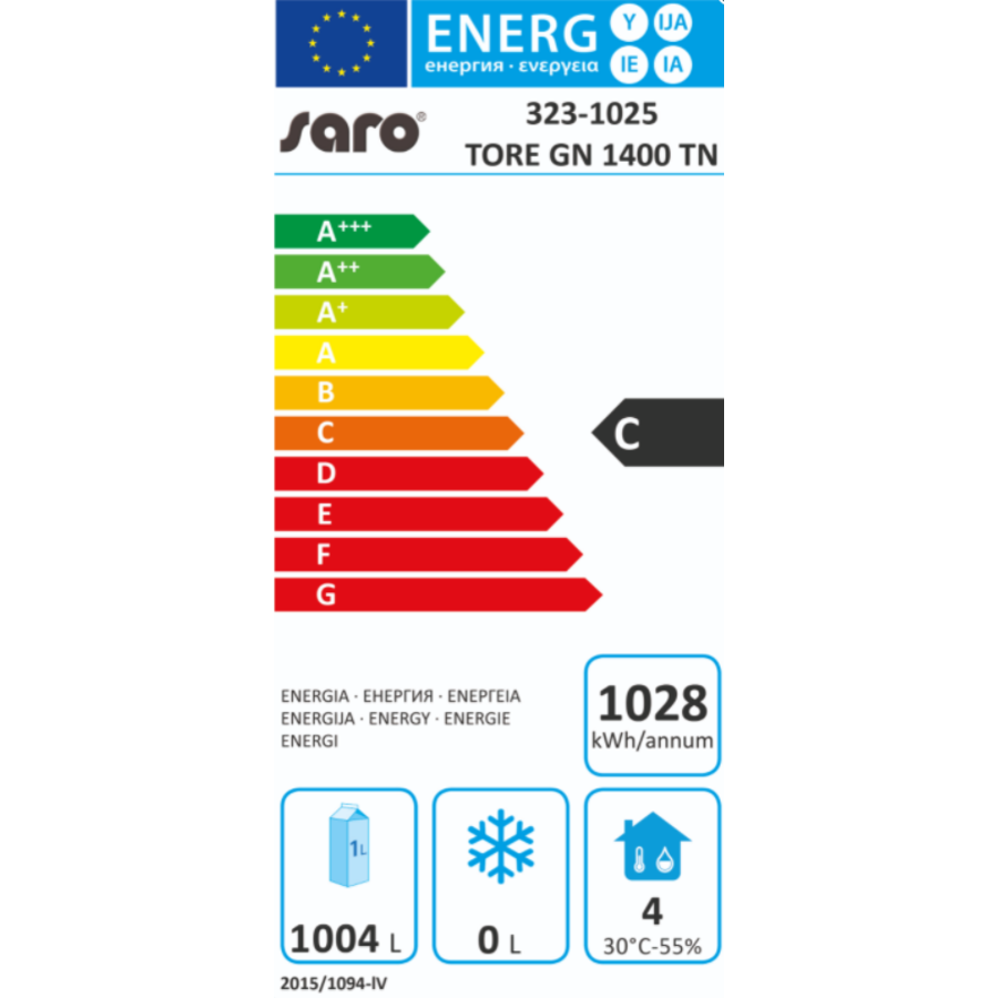 Réfrigérateur positif double porte sur pieds Acier inoxydable  L62xP70xH139,7cm