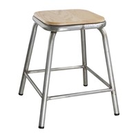 Tabouret bas l Acier galvanisé avec l Assise en bois Cantina l 470(H) x 385(L) x 385(P) mm l Lot de 4