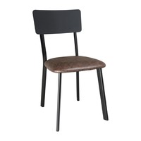 Chaises en metal assise PU moka vintage 855(H)x428(L)x540(P) mm lot de 4