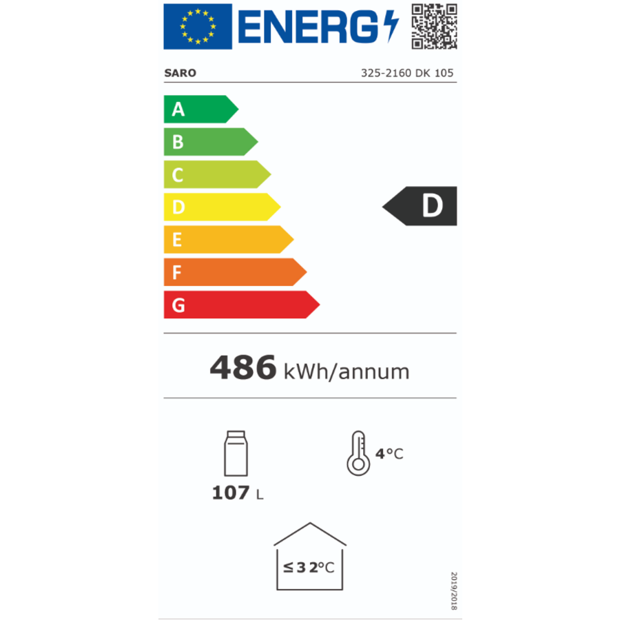 Réfrigérateur ventilé extra-mince porte en verre noir | 107L