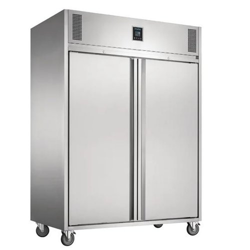  Polar Armoire négative 2 portes sur roues  Inox 1980(H)x1400(L)x815(P) mm 1170 L 