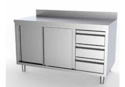  ProChef Plan de travail en inox avec portes coulissantes 700 mm compartiment droit 