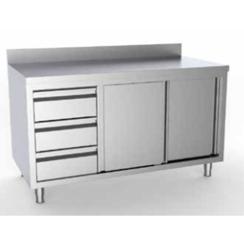  ProChef Plan de travail en inox avec portes coulissantes 700 mm compartiment gauche 