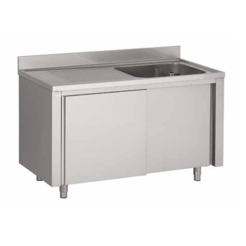  ProChef Bloc évier-étagère double bac en inox avec portes coulissantes de 700 mm 