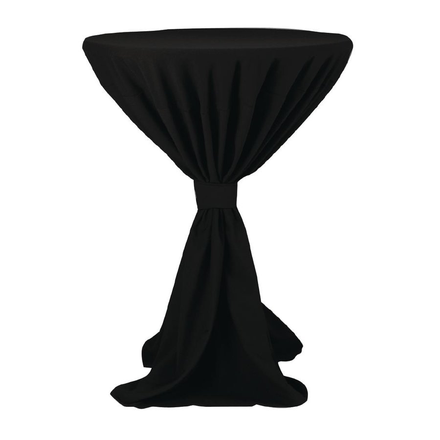 Housse de table Party noire polyester d'un diamètre de 80 - 90 cm