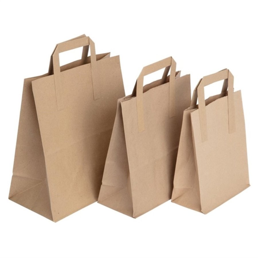 Sacs en papier recyclable | Marron | 305 x 255 x 140mm (lot de 250)