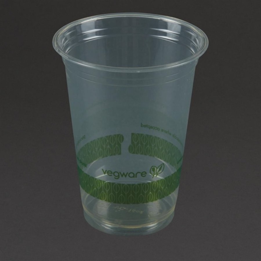 Gobelets en PLA compostables transparents pour boissons froides Vegware 454ml | 123 x 96mm (Lot de 1000)