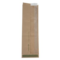 Sachets baguette kraft compostables avec fenêtre transparente PLA Vegware | 356 x 152 x 102mm (lot de 1000)