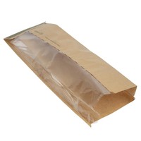 Sachets baguette kraft compostables avec fenêtre transparente PLA Vegware | 356 x 152 x 102mm (lot de 1000)