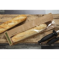 Sachets baguette kraft compostables avec fenêtre transparente PLA Vegware | 356 x 152 x 102mm (lot de 1000)