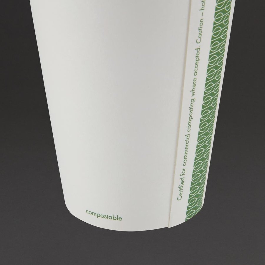 Gobelets boissons chaudes compostables Vegware blancs 34 cl | 108 x 89mm (lot de 1000)