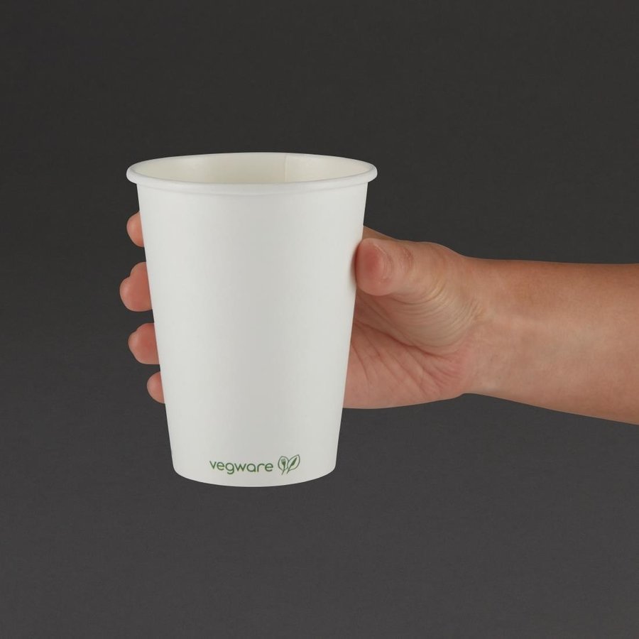Gobelets boissons chaudes compostables Vegware blancs 34 cl | 108 x 89mm (lot de 1000)