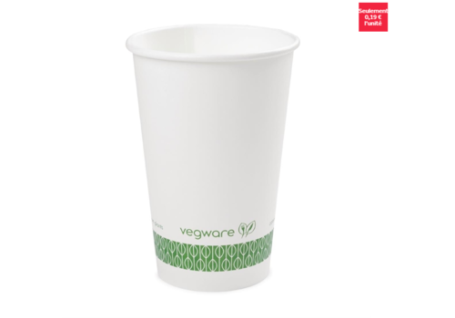  ProChef Gobelets boissons chaudes compostables Vegware blancs 45,5 cl | 128 x 89mm (lot de 1000) 