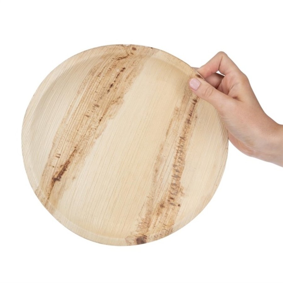 Assiettes plates rondes en feuilles de palmier biodégradable Fiesta Compostable 20 x 250mm | Lot de 100