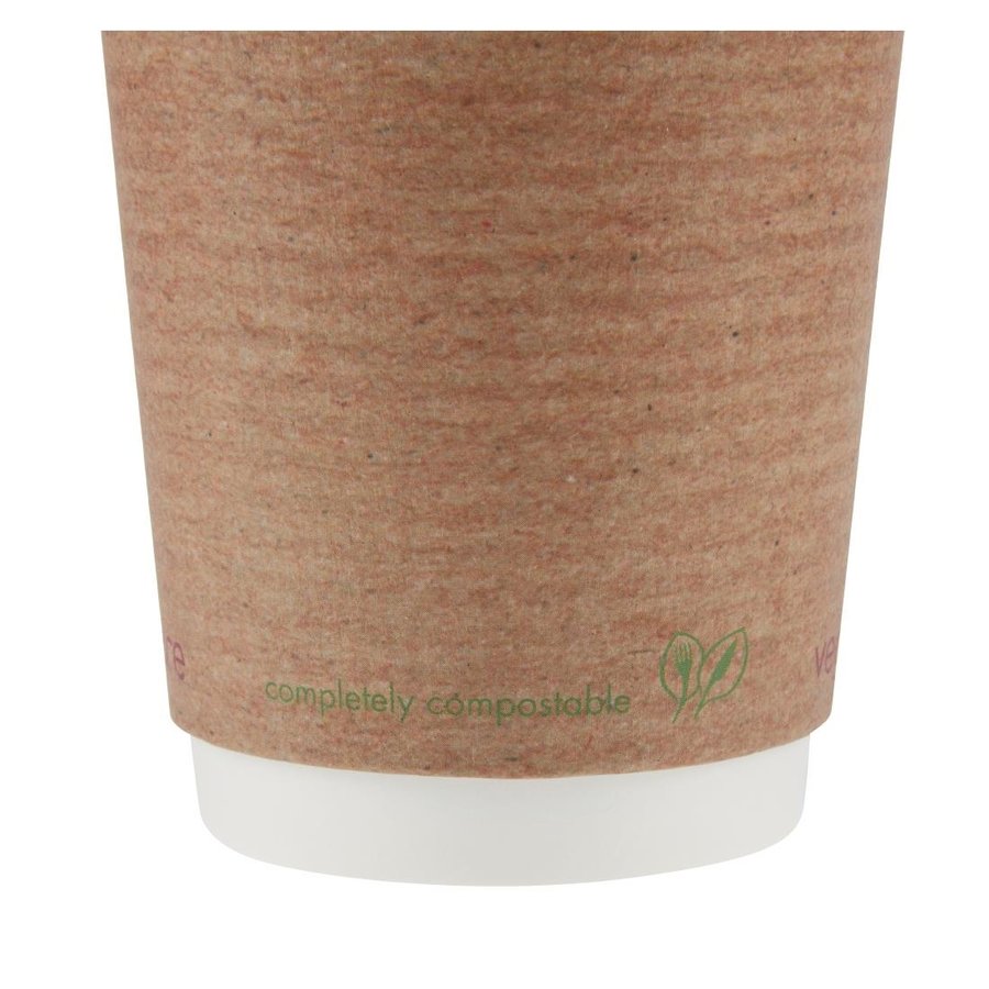 Gobelets boissons chaudes double paroi compostables Vegware 340ml | 110 x 89mm (lot de 500)