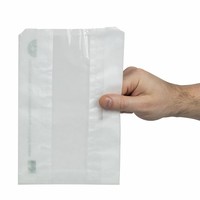 Grands sacs snack chaud en papier glassine blanc compostable avec fenêtre transparente NatureFlex Vegware | 250 x 65 x 150mm (lot de 500)