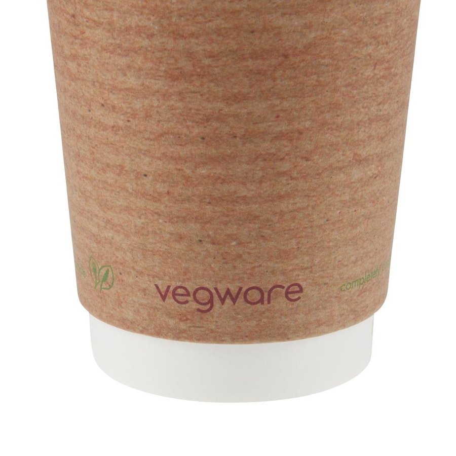 Gobelets boissons chaudes double paroi compostables Vegware 230ml | 90 x 79mm (lot de 500)
