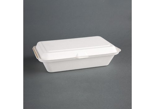  ProChef Barquettes à charnière en bagasse compostables  | 64 x 248 x 161mm (x250) 