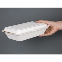 Barquettes à charnière en bagasse compostables | 64 x 248 x 161mm (x250)