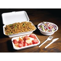 Barquettes à charnière en bagasse compostables | 64 x 248 x 161mm (x250)