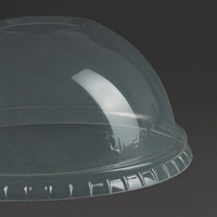 Couvercles transparents dôme compostables avec trou pour boissons fraîches Vegware 340ml et 454ml | 44 x 96mm (lot de 1000)
