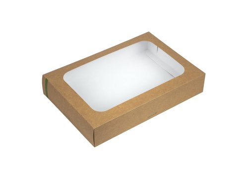  ProChef Grandes boîtes en PLA compostables avec plateau et couvercle à fenêtre Vegware | 82 x 310 x 450mm (Lot de 25) 