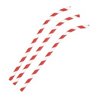 Pailles en papier flexibles compostables Fiesta Compostable rayures rouges et blanches | 210 x 6mm (lot de 250)