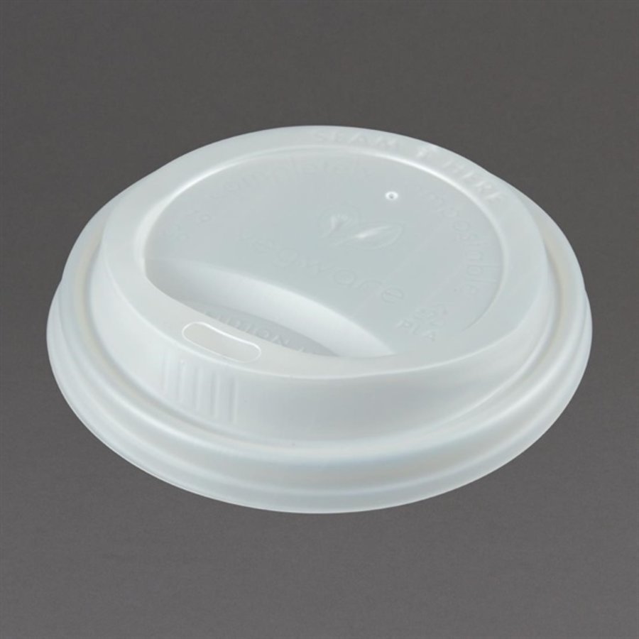 Couvercles transparents pour gobelets boissons chaudes compostables Vegware 225ml | 10 x 79mm (lot de 1000)