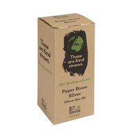 Pailles en papier compostables Fiesta Green argentées | 210 x 6mm (lot de 250)