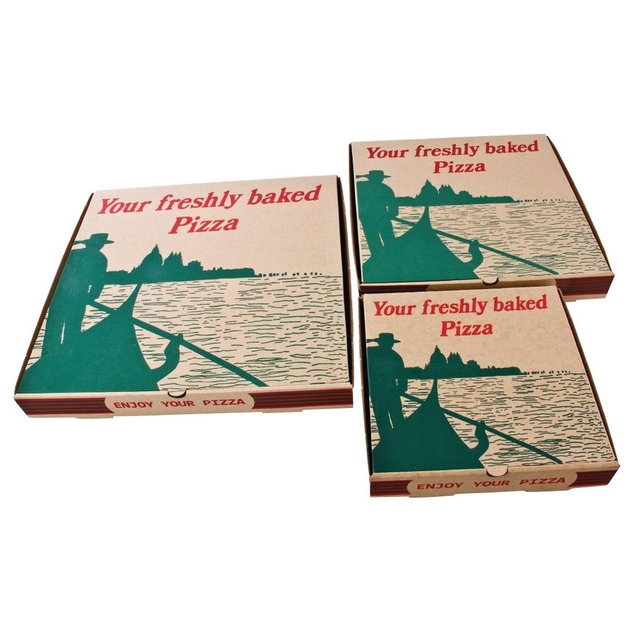 Boîtes à pizza imprimées en papier carton compostables | 45 x 358 x 358mm (lot de 100)