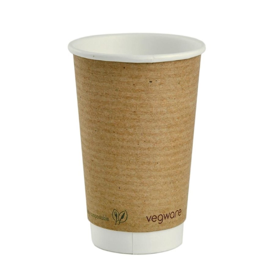 Gobelets boissons chaudes double paroi compostables Vegware 455 ml | 135 x 89mm (lot de 400)