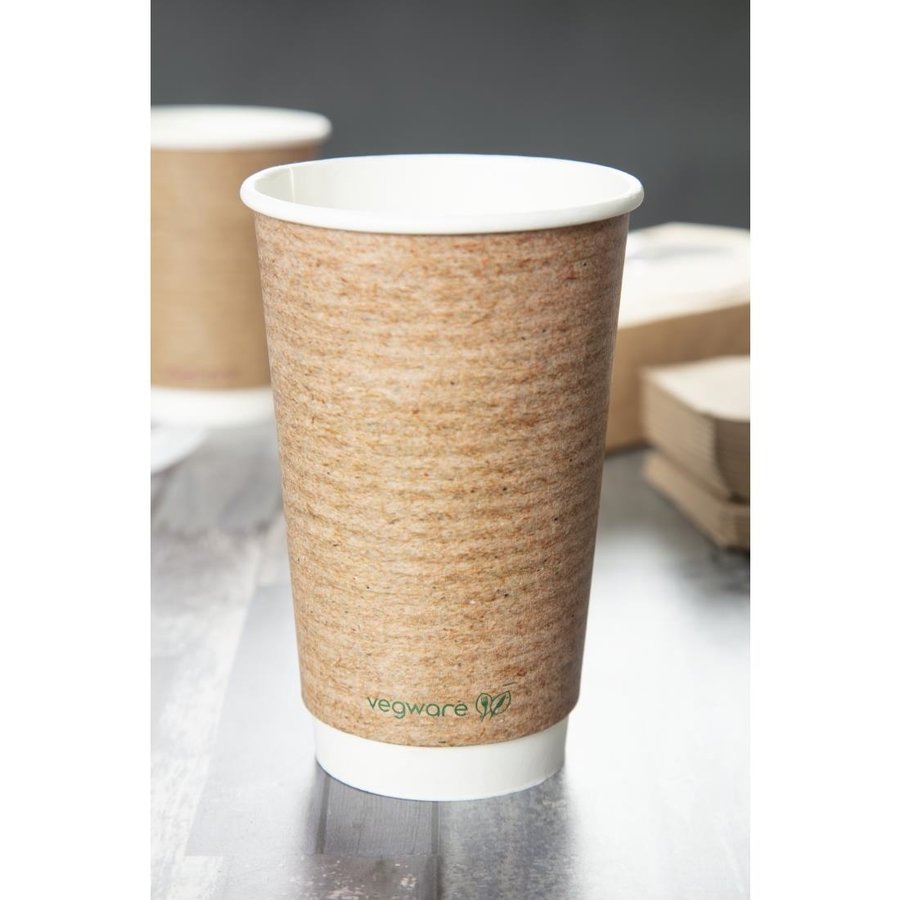 Gobelets boissons chaudes double paroi compostables Vegware 455 ml | 135 x 89mm (lot de 400)