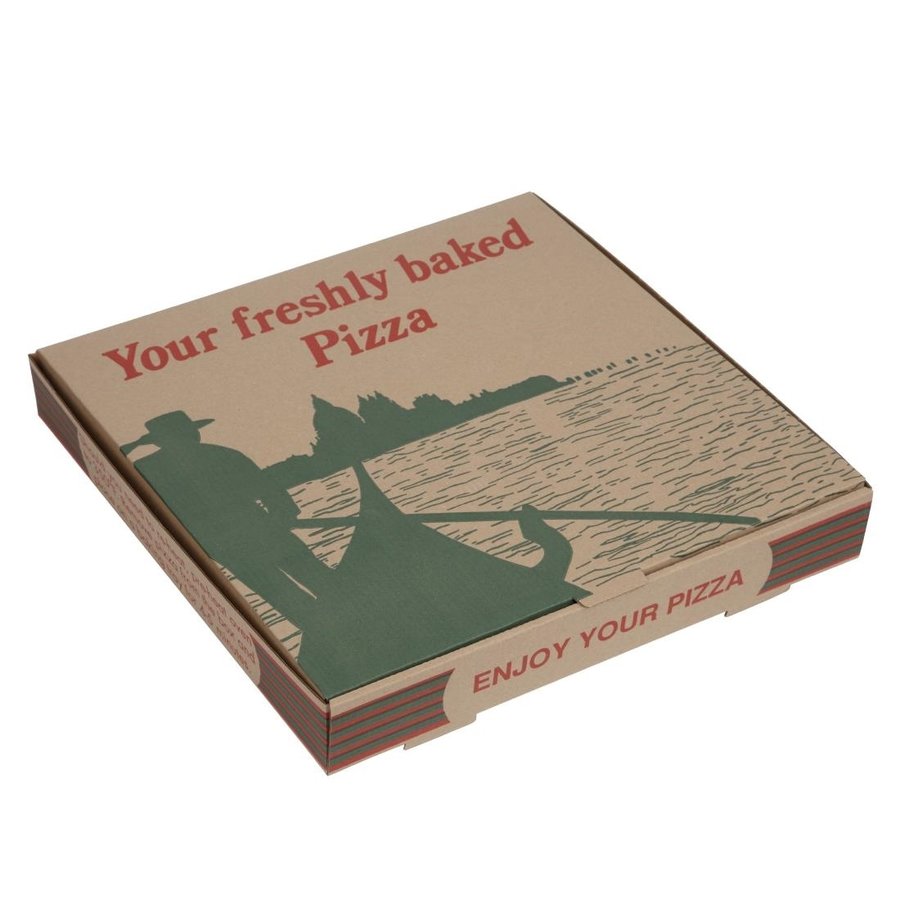 Boîtes à pizza imprimées en papier carton compostables | 46 x 311 x 311mm (lot de 100)