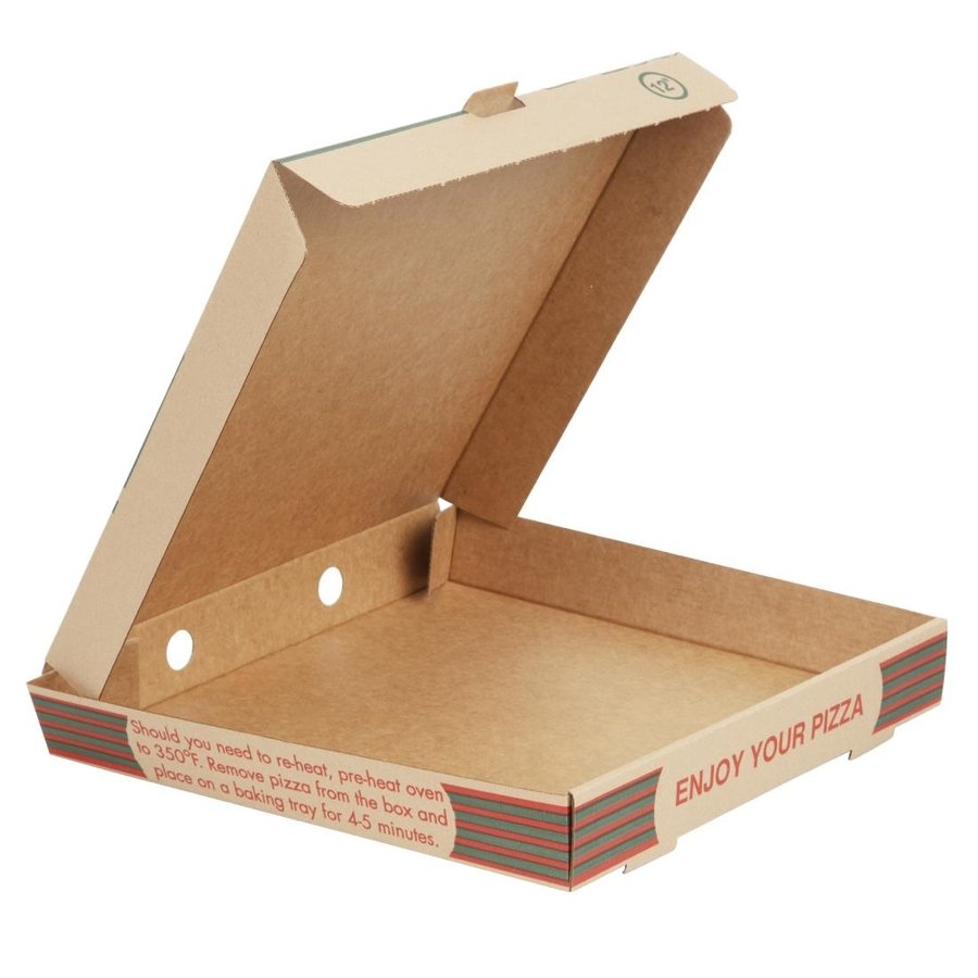 Boîtes à pizza imprimées en papier carton compostables | 46 x 311 x 311mm (lot de 100)