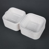 Boîtes à hamburger en bagasse compostables  | 81 x 149 x 152mm (x500)