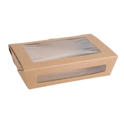  ProChef Boîtes salade en papier compostables avec fenêtre en PLA 1200ml | 50  x 139 x 200mm (lot de 200) 