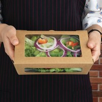 Boîtes salade en papier compostables avec fenêtre en PLA 1200ml | 50  x 139 x 200mm (lot de 200)