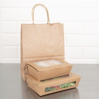 Boîtes salade en papier compostables avec fenêtre en PLA 1200ml | 50  x 139 x 200mm (lot de 200)