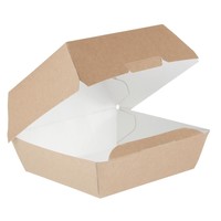 Grandes boîtes burger en carton kraft compostables | 75 x 125 x 135mm (lot de 250)