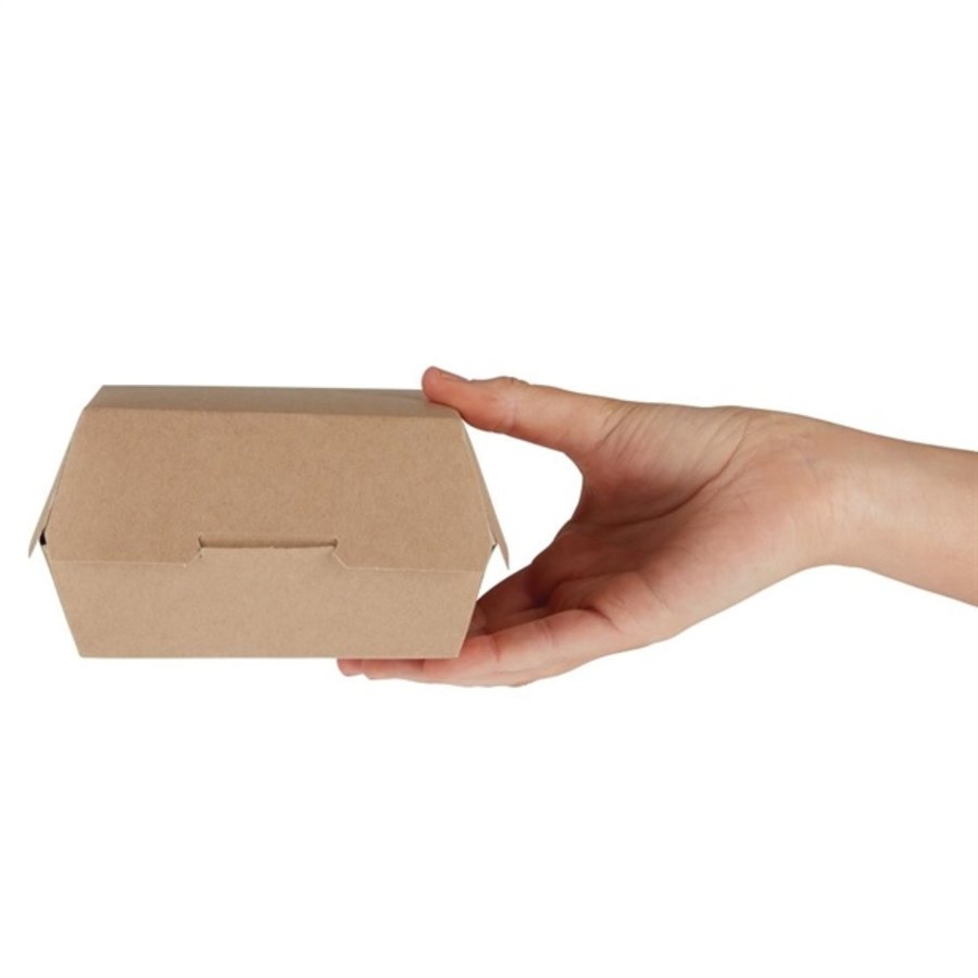 Grandes boîtes burger en carton kraft compostables | 75 x 125 x 135mm (lot de 250)