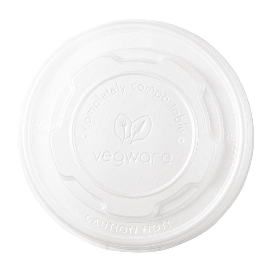 Couvercles plats compostables  en CPLA Vegware 230 ml | 10 x 90 mm | convient pour GH027 (x1000)