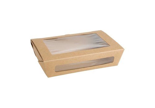  ProChef Boîtes salade  en PLA et papier avec fenêtre PET Recyclable 1200ml | 50 x  139 x 200mm (lot de 150) 