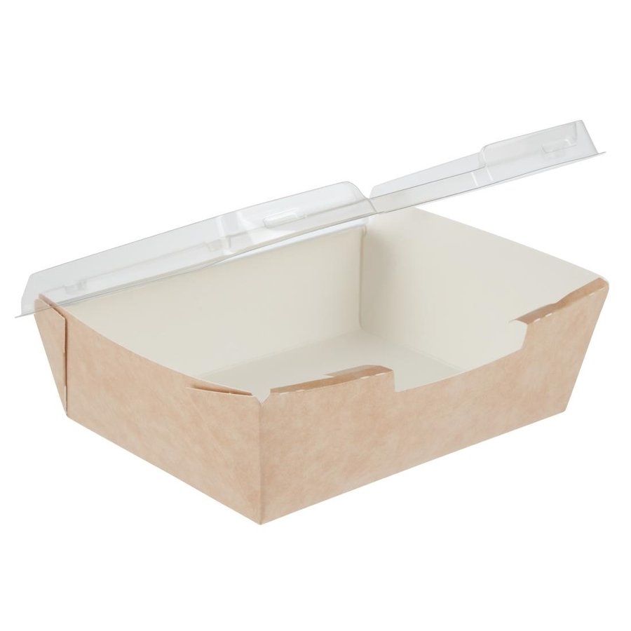 Barquettes alimentaires kraft recyclables avec couvercles 910ml | 52 x 160 127mm  (lot de 200)