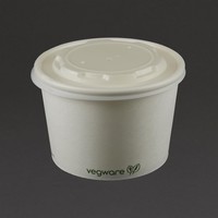 Couvercles pour bols à soupe compostables en papier doublé APL Vegware  | 10 x 115 mm | convient pour GF046 et GF047 | (lot de 500)