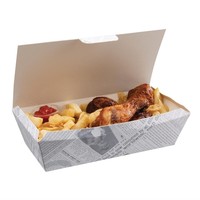 Boîtes repas en carton compostables impression journal | 60 x 250 x 125mm (lot de 150)