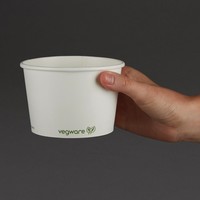 Bols à soupe / glace compostables en papier blanc Vegware 455ml | convient pour GH168 et GF048 (lot de 500)