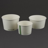 Bols à soupe / glace compostables en papier blanc Vegware 455ml | convient pour GH168 et GF048 (lot de 500)