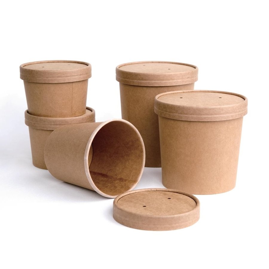 Pots à soupe compostables en PLA Fiesta Compostable 910ml | 132 x 118 mm | convient pour FB557   (lot de 500)