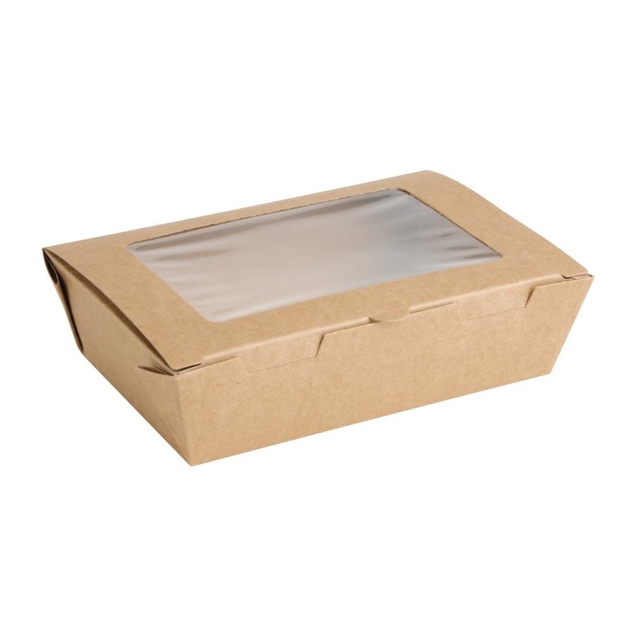 Boîtes salade en PLA et papier avec fenêtre PET 700ml | 45 x 120 x 172mm (lot de 200)